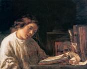 塞缪尔 凡 霍赫斯特拉滕 : Self Portrait at the Age of 17 with Still Life